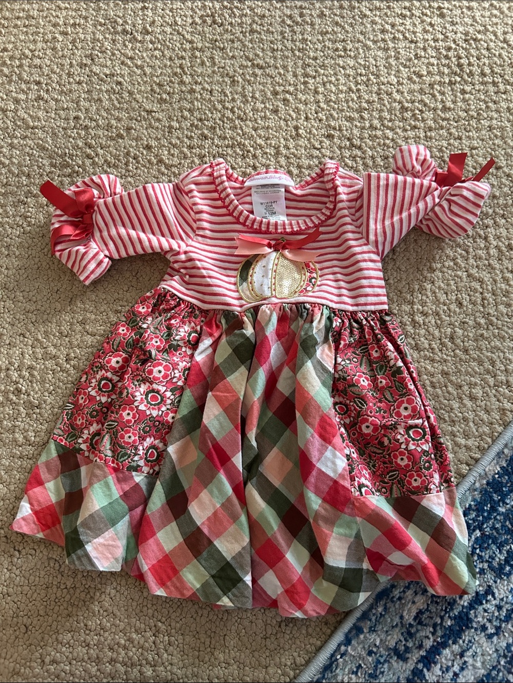 Bonnie Baby Red, Pink & Green Mixed-Print Dress
